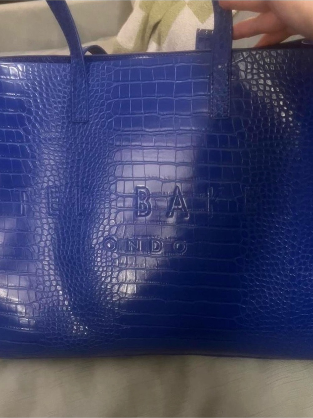 Ted Baker London Royal Blue Croc-Embossed Tote